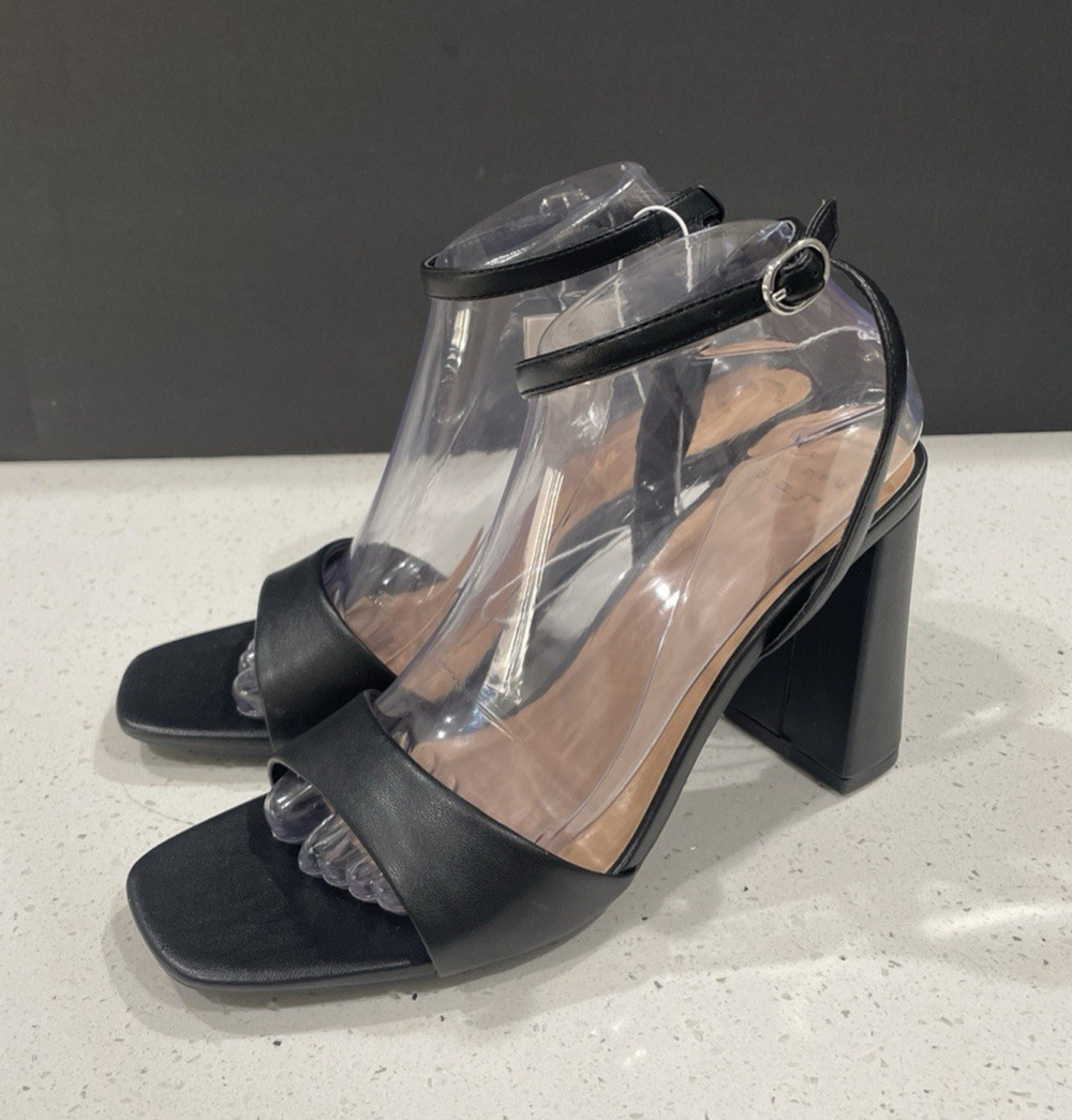 Haley Ankle Strap Open Toe Heels Sz 9.5 Black NWT A New Day
